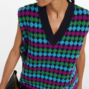 Plan C Blue, Green, and Purple Wool Vest - Size 44 (US 8)